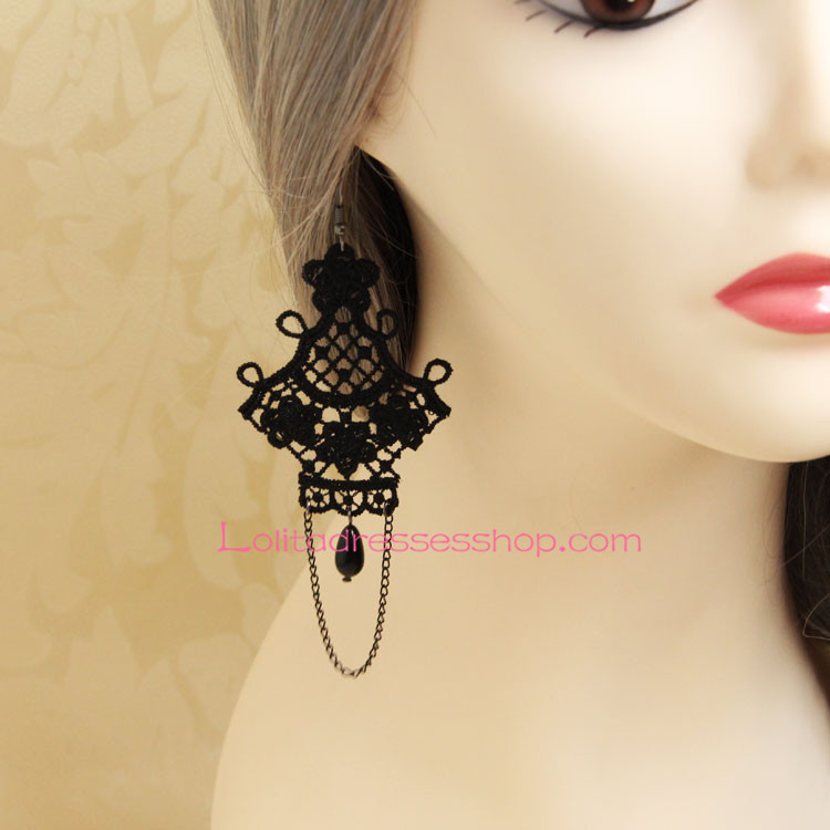 Retro Black Pearl Tassels Lolita Earring