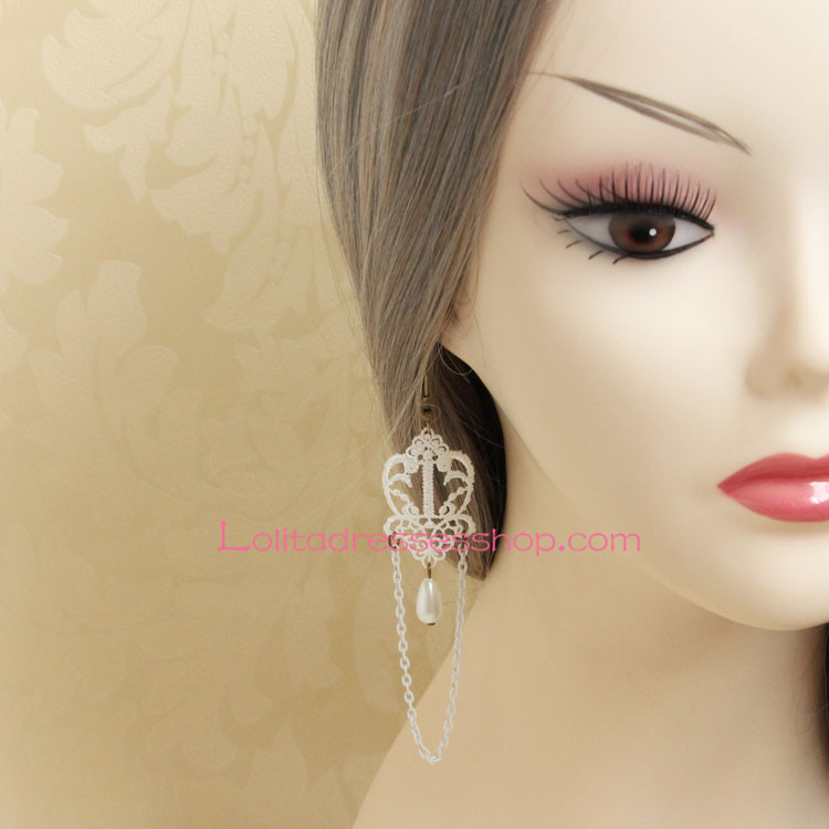 Court White Pearl Tassels Lolita Earring