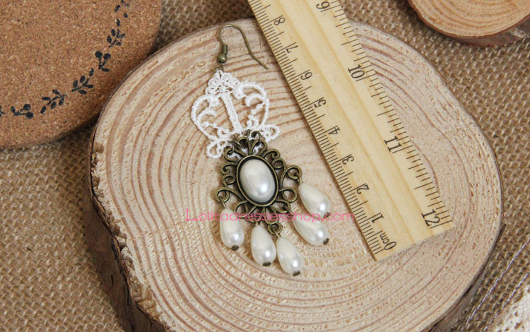 Elegant White Lace Crown Pattern Lolita Earring