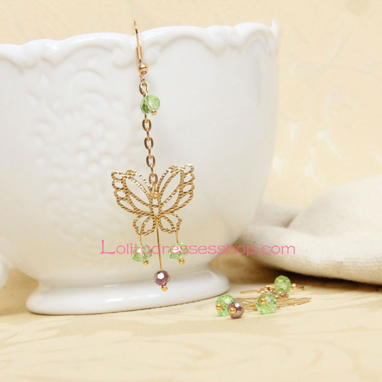 Lolita Gold Alloy Butterfly Crystal Earring