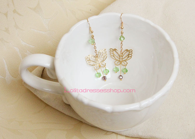 Lolita Gold Alloy Butterfly Crystal Earring