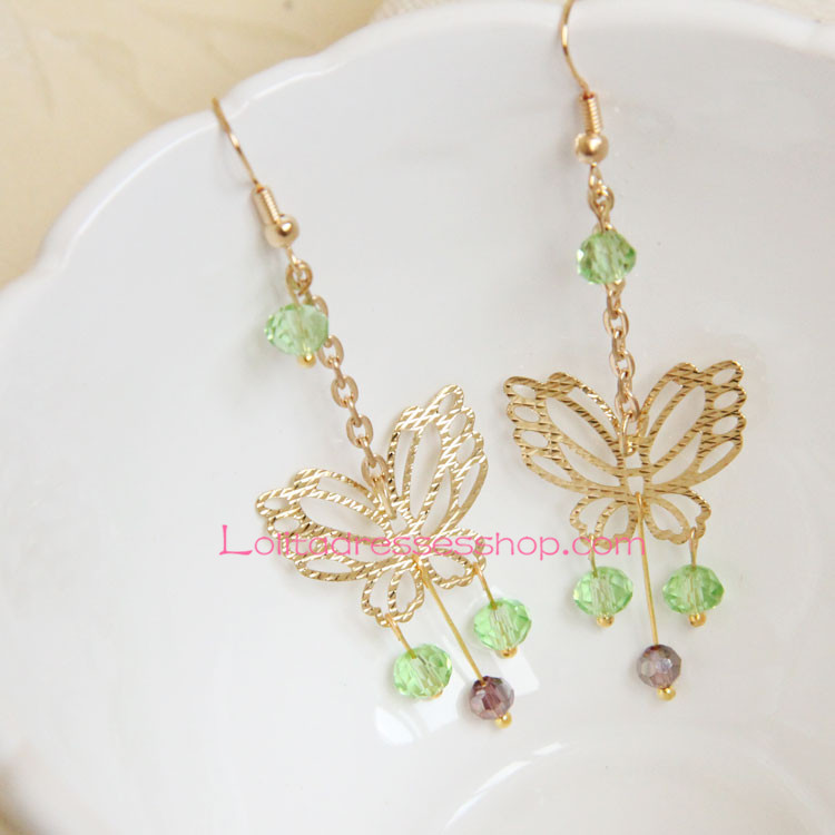 Lolita Gold Alloy Butterfly Crystal Earring