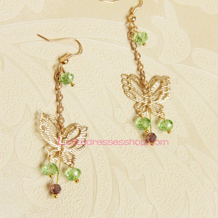 Lolita Gold Alloy Butterfly Crystal Earring