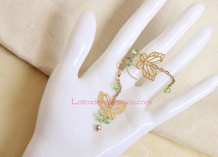 Lolita Gold Alloy Butterfly Crystal Earring