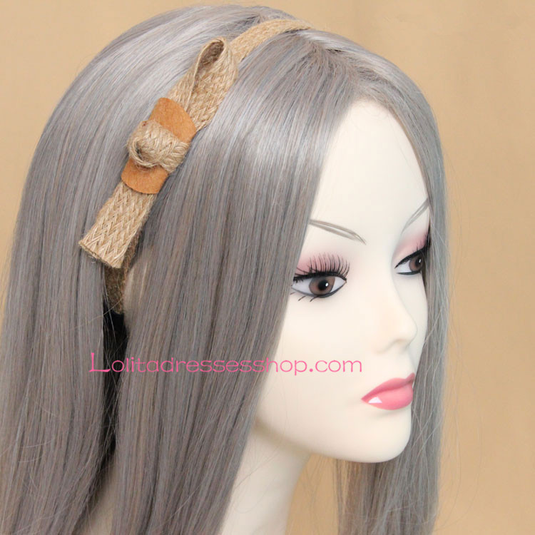 Lolita Headdress Vintage Brown Braid Bowknot Headband