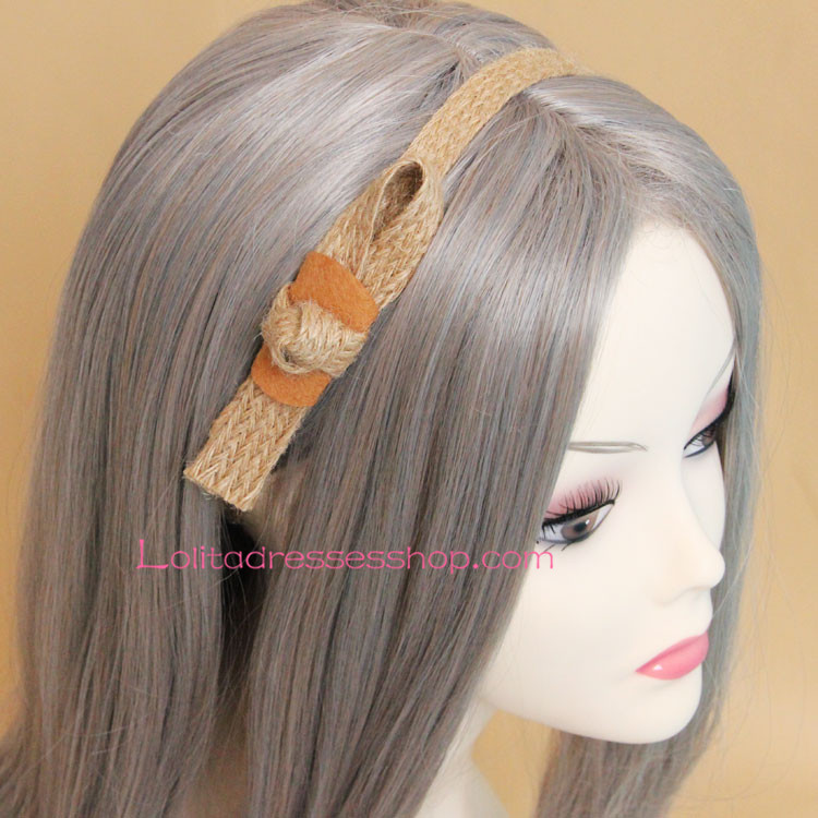 Lolita Headdress Vintage Brown Braid Bowknot Headband