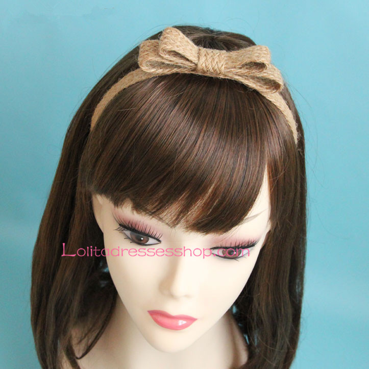 Lolita Headdress Sen Department Brown Weave Bowknot Headband