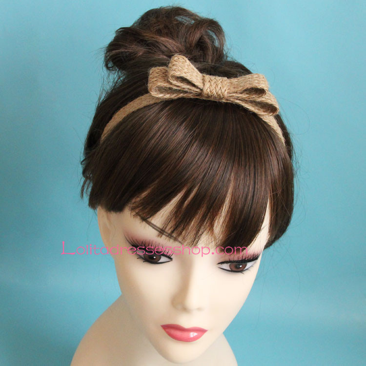 Lolita Headdress Sen Department Brown Weave Bowknot Headband