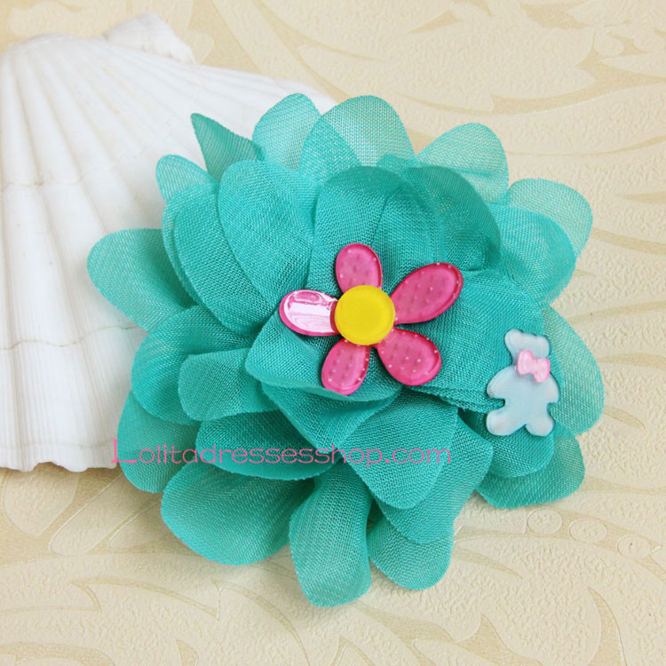 Lolita Headdress Bohemian Green Chiffon Flower Hair Rope