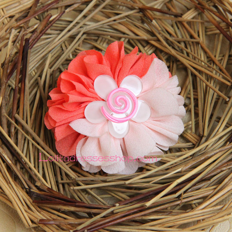 Lolita Headdress Light Pink and Red Sweet Sunflower Hair Rope