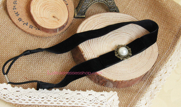 Lolita Headdress Fashion Black Pearl Headband