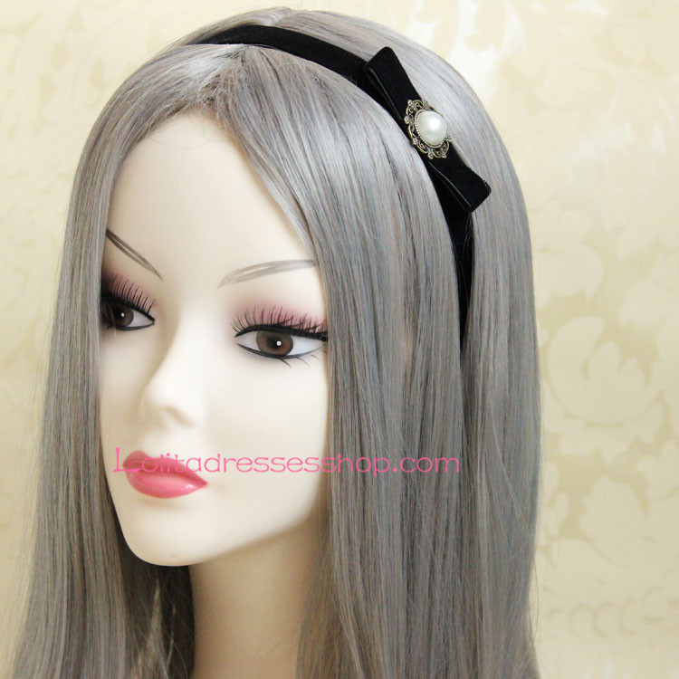 Lolita Headdress Fashion Black Pearl Headband