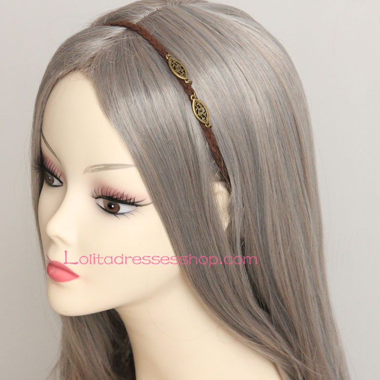 Lolita Headdress Brown Velvet Rope with Alloy Accessories Headband