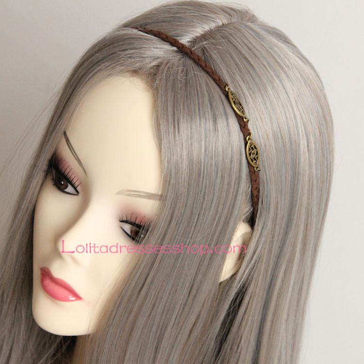 Lolita Headdress Brown Velvet Rope with Alloy Accessories Headband