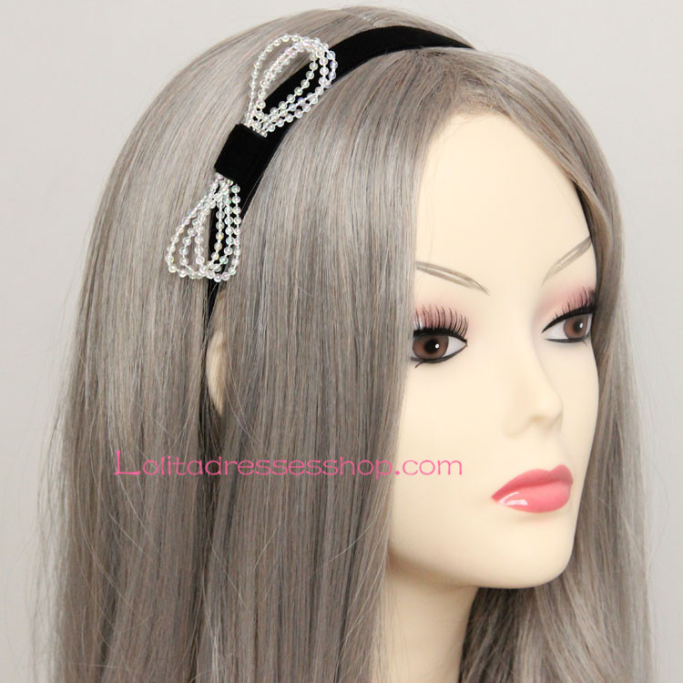Lolita Headdress Simple Black Plastic Beads Headband