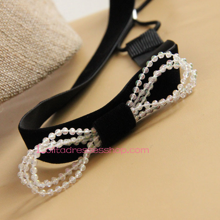 Lolita Headdress Simple Black Plastic Beads Headband