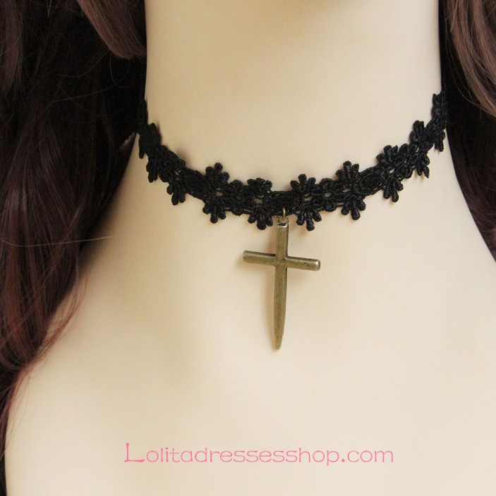 Sexy Lace with Crucifix Braid Lolita Necklace