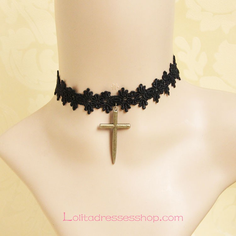 Sexy Lace with Crucifix Braid Lolita Necklace