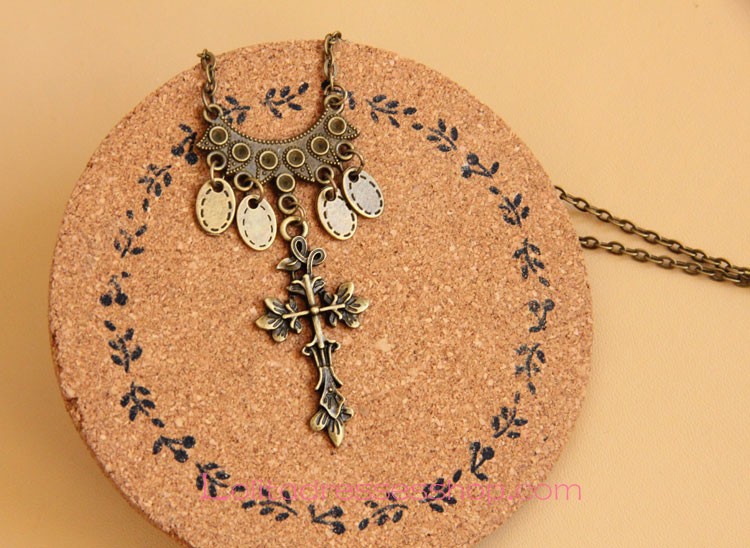 Sacred Bronzed Alloy Crucifix Lolita Sweater Chain