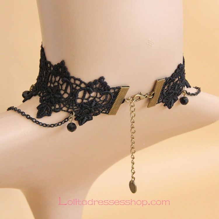 Fashion Black Lace Bronzed Crucifix Lolita Necklace