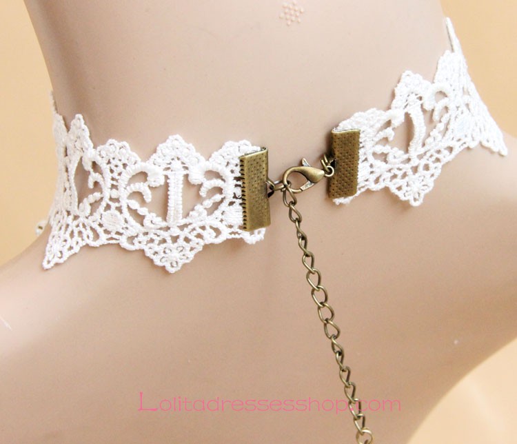 Sweet Bride White Lace Pearls Lolita Necklace
