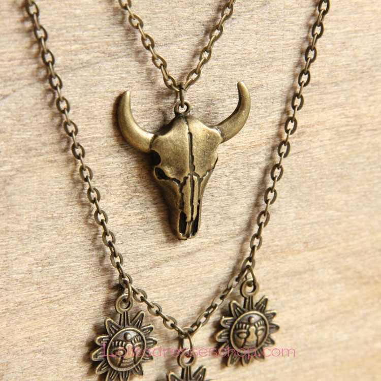 Vintage Bronze Alloy Tau Sun God Lolita Sweater Chain