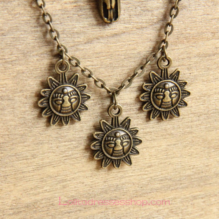 Vintage Bronze Alloy Tau Sun God Lolita Sweater Chain