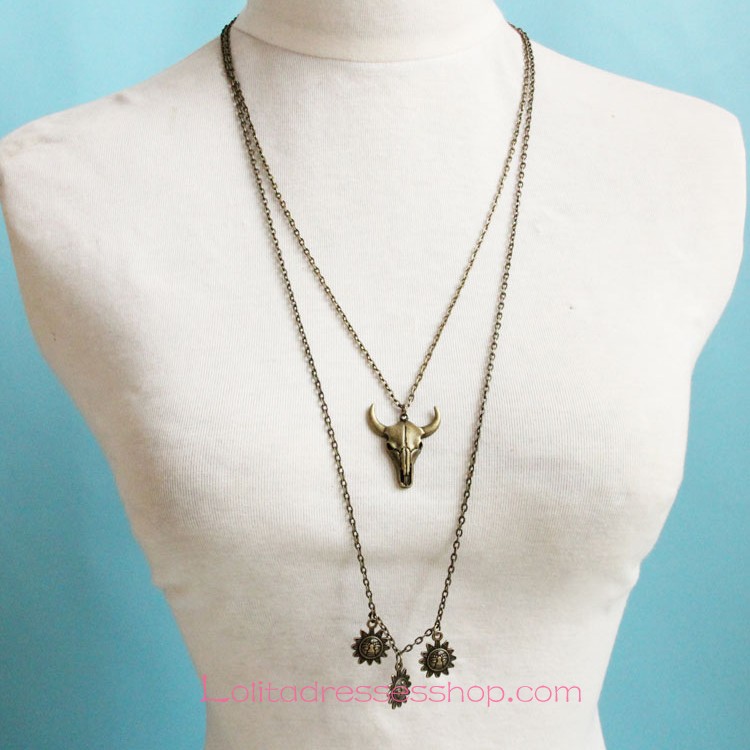 Vintage Bronze Alloy Tau Sun God Lolita Sweater Chain