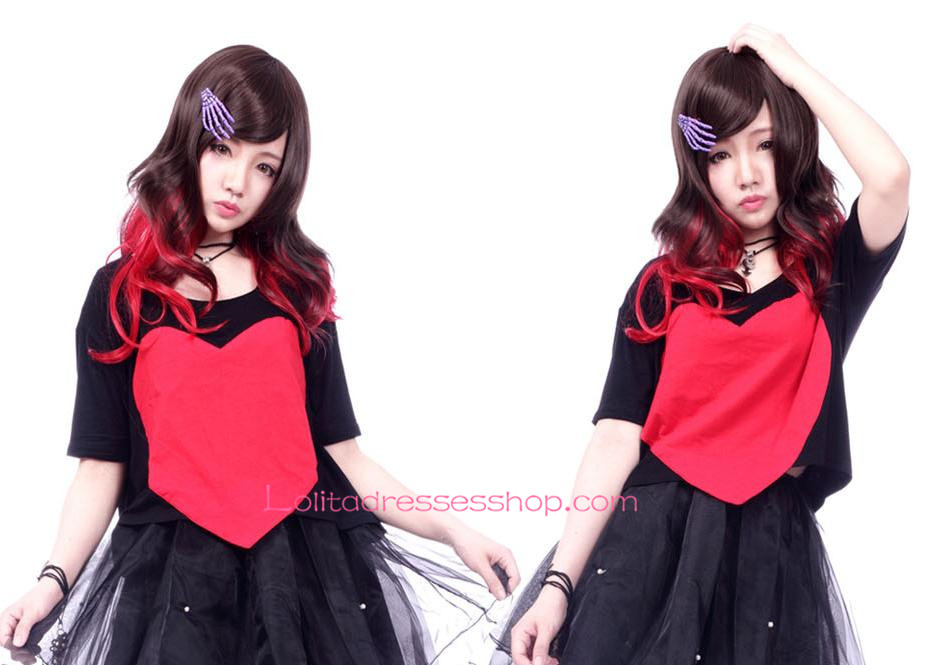 Lolita Black and Red Gradient Maid Cute Cosplay Wig