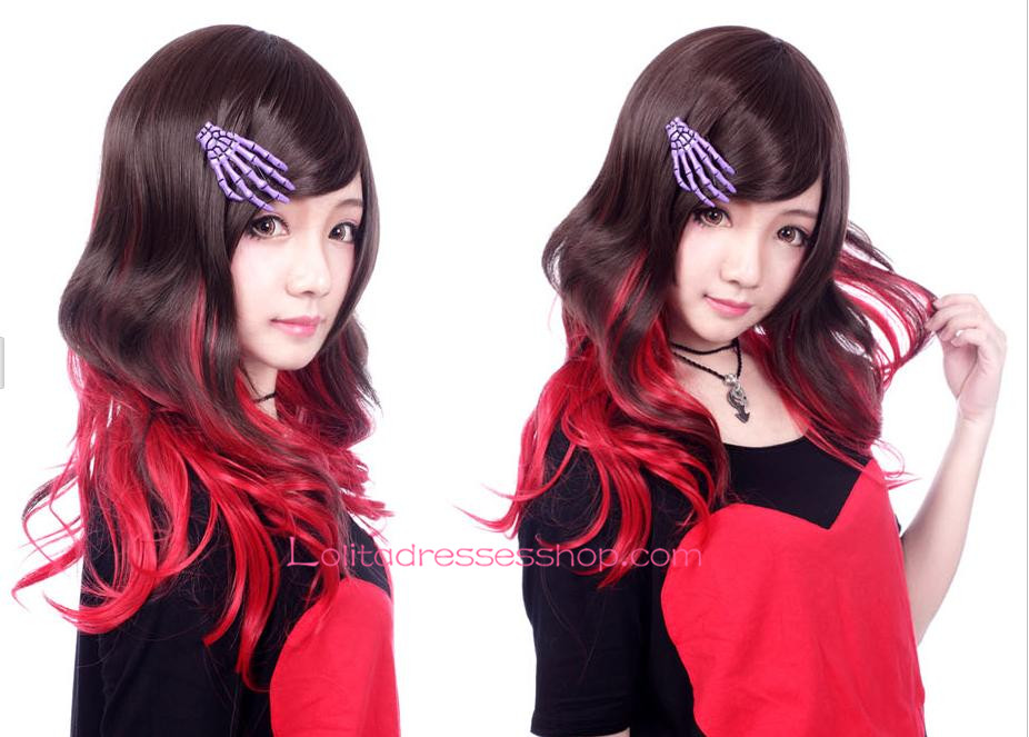 Lolita Black and Red Gradient Maid Cute Cosplay Wig