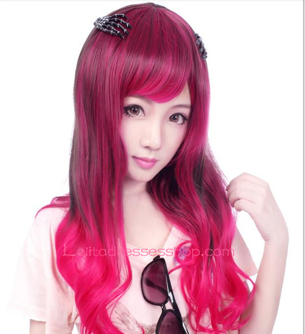 Lolita Red with Black Curled inward Maid Cute Cosplay Wig