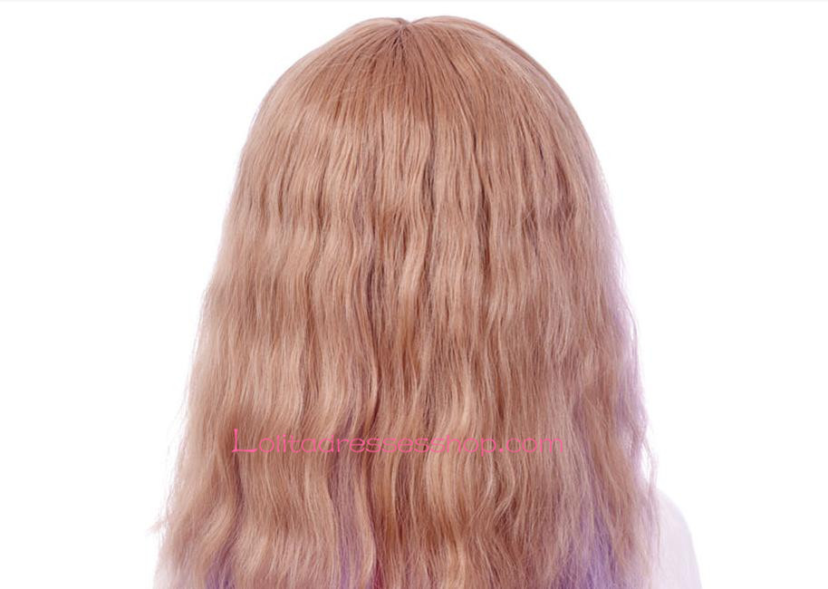 Lolita Brown Purple Gradient Slightly Curly Cosplay Wig