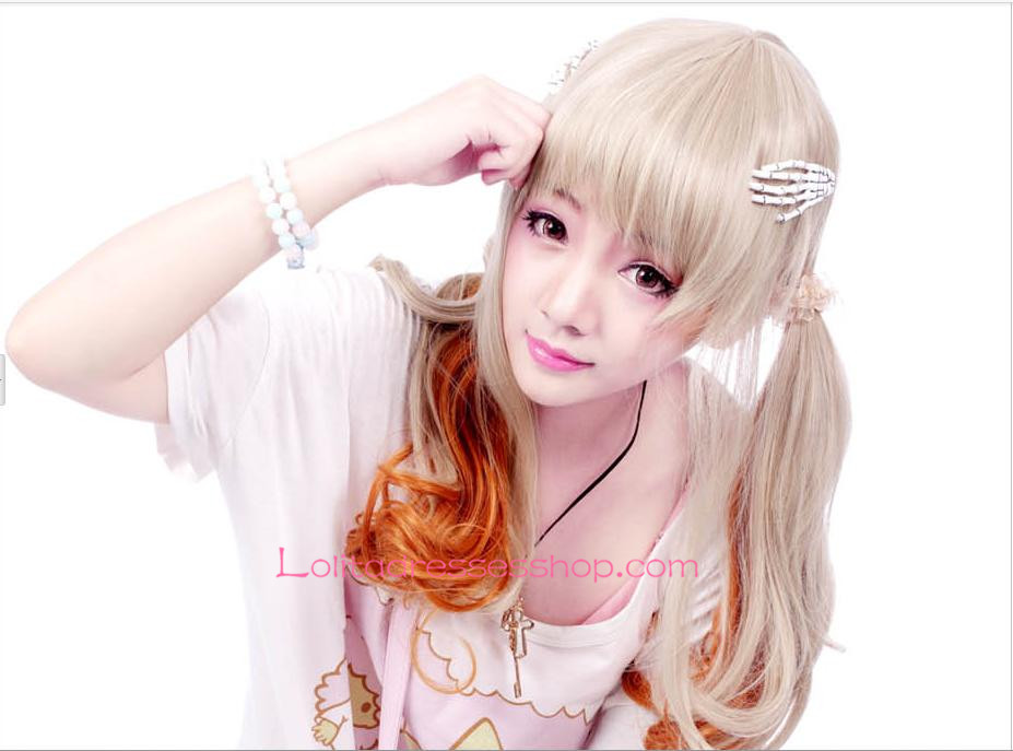 Lolita Wheaten and Orange Mixed Color Maid Cute Cosplay Wig