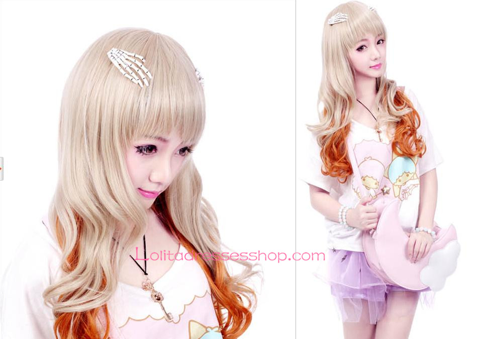 Lolita Wheaten and Orange Mixed Color Maid Cute Cosplay Wig