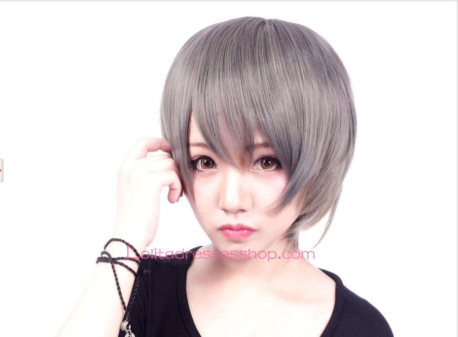 Lolita Grey Straight hair Maid Cute Cosplay Wig