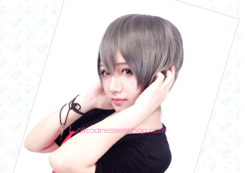 Lolita Grey Straight hair Maid Cute Cosplay Wig