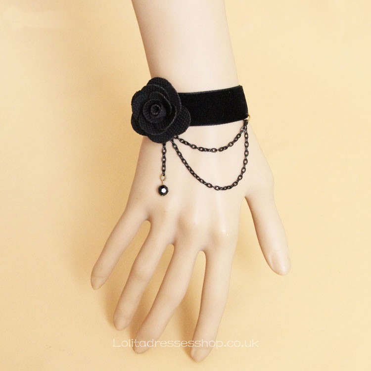 Fashion Velvet Ribbon Flower Lolita Bracelet