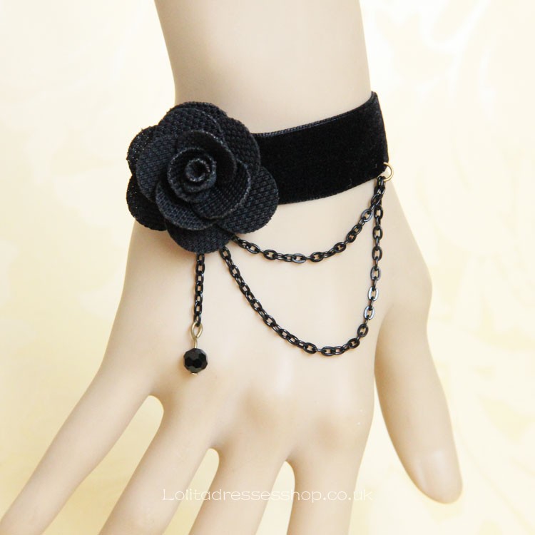 Fashion Velvet Ribbon Flower Lolita Bracelet