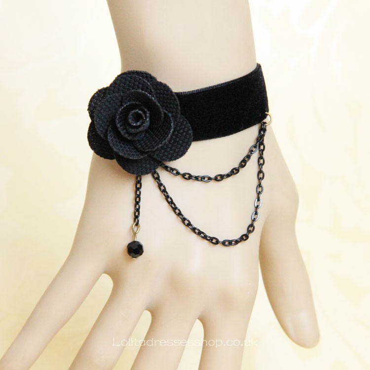 Fashion Velvet Ribbon Flower Lolita Bracelet