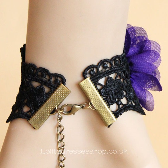 Gothic Black Lace and Dreamful Flower Sweet Lolita Bracelet