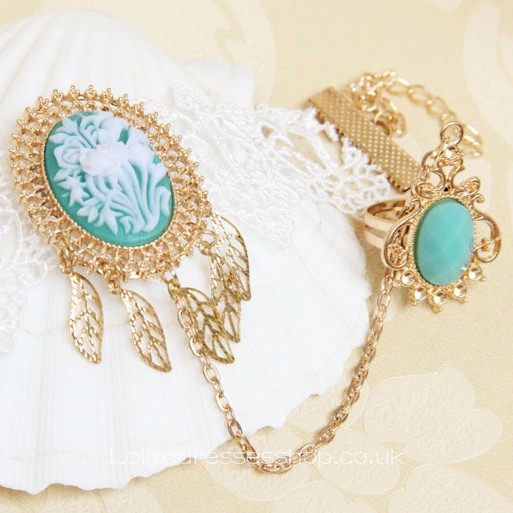 Small Fresh Metal Leaf Jadeite Lolita Bracelet