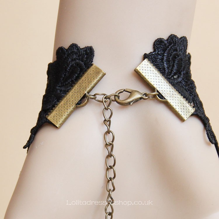 Gothic Vampire Black Lace Leopard Lolita Bracelet