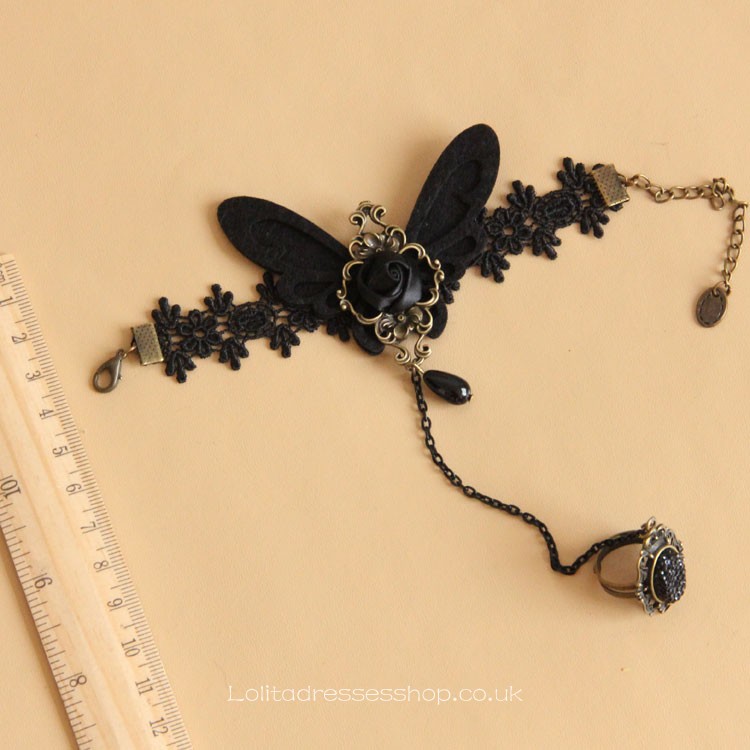 Gothic Vampire Lace and Butterfly Lolita Bracelet