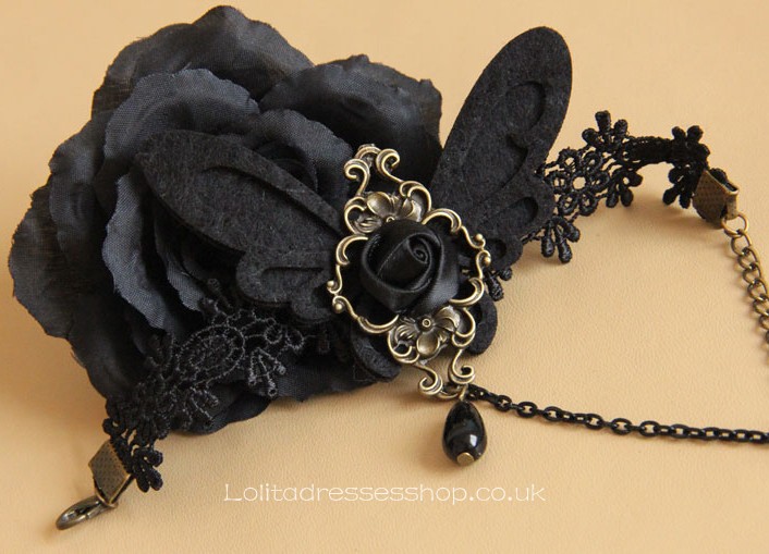Gothic Vampire Lace and Butterfly Lolita Bracelet