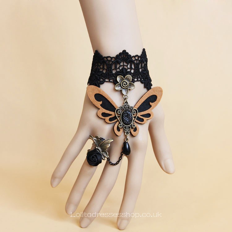 Fashion Black Lace Flower and Butterfly Lolita Bracelet
