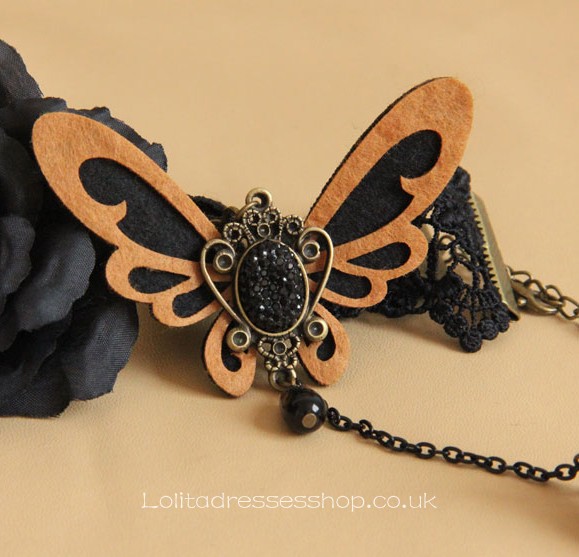 Fashion Black Lace Flower and Butterfly Lolita Bracelet