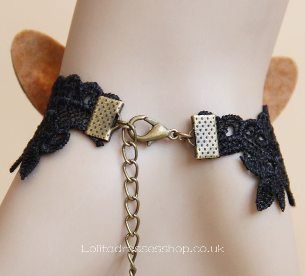 Lolita Vintage Black Lace Gemstone Bracelet