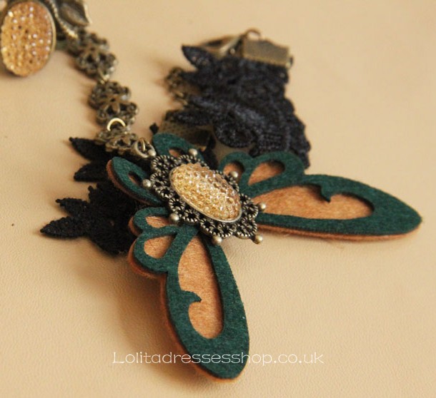 Lolita Vintage Black Lace Gemstone Bracelet