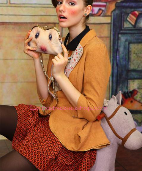 Diagonal Chain Sweet Little Hamster Cute Lolita Clutch