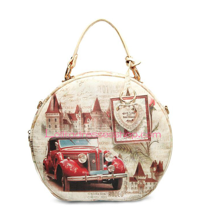 Casual Retro Print Red Sports Car Lolita bag